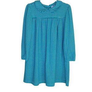 Busy Bees Long Sleeve Striped Cotton Dress Green/White 5